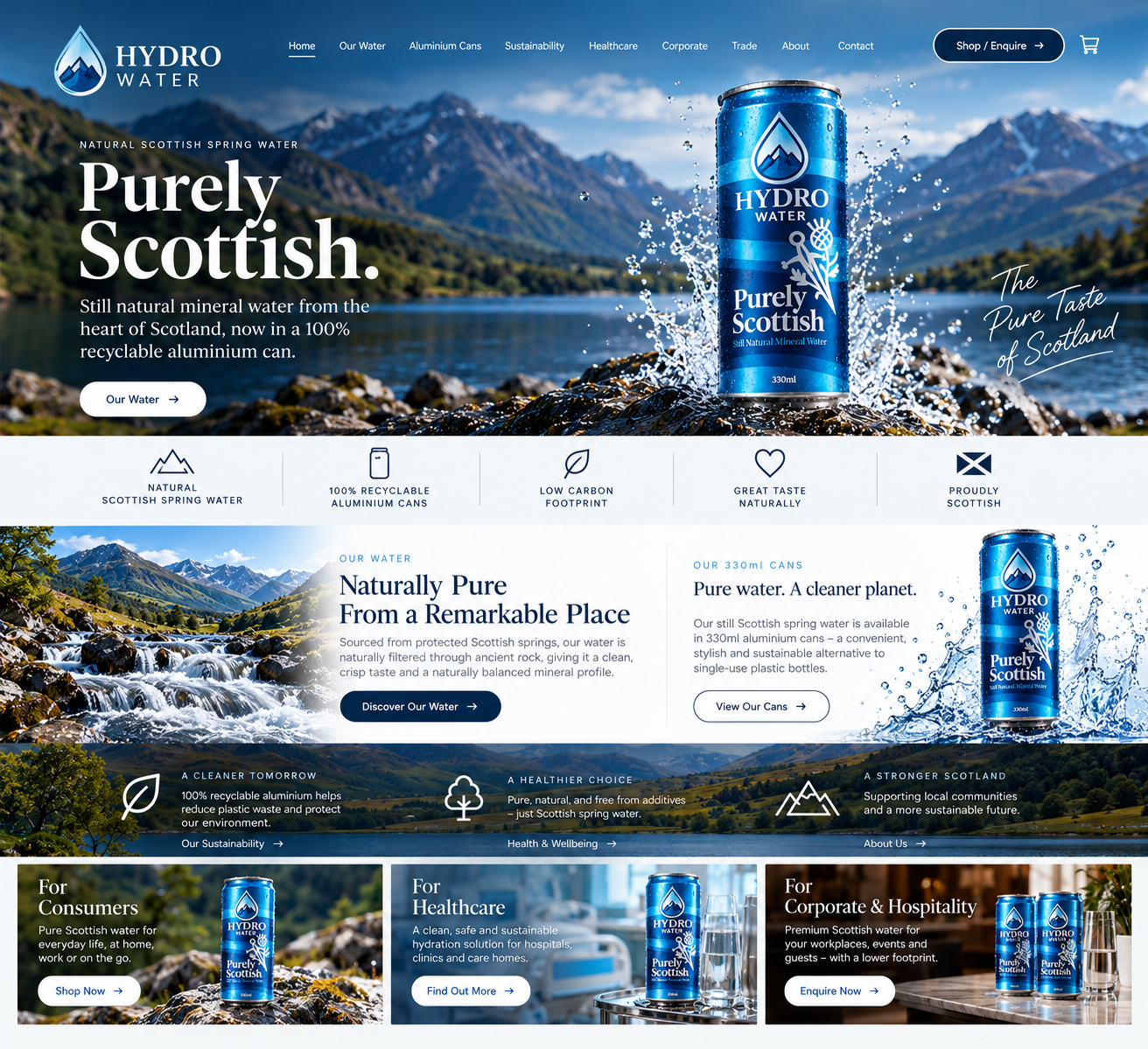 Hydro Water by HYDRO WATER — Scottish spring water in recyclable aluminium cans